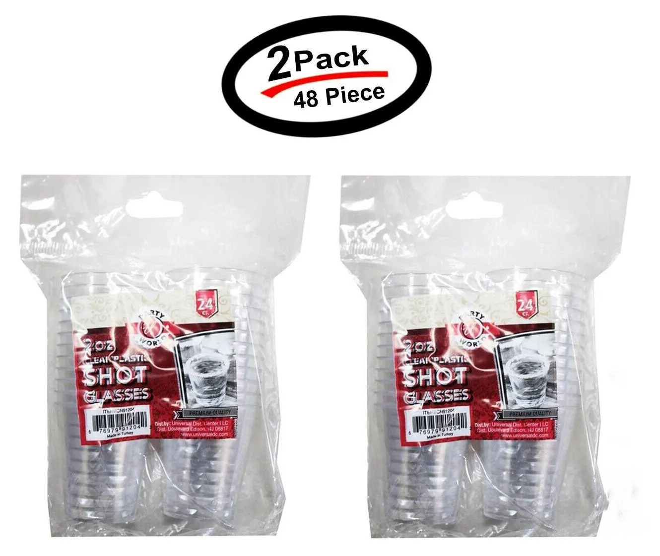 48 PCS Clear Shot Glasses Plastic Disposable Cups Wine Party Catering Bar 2oz