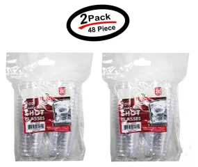 48 PCS Clear Shot Glasses Plastic Disposable Cups Wine Party Catering Bar 2oz