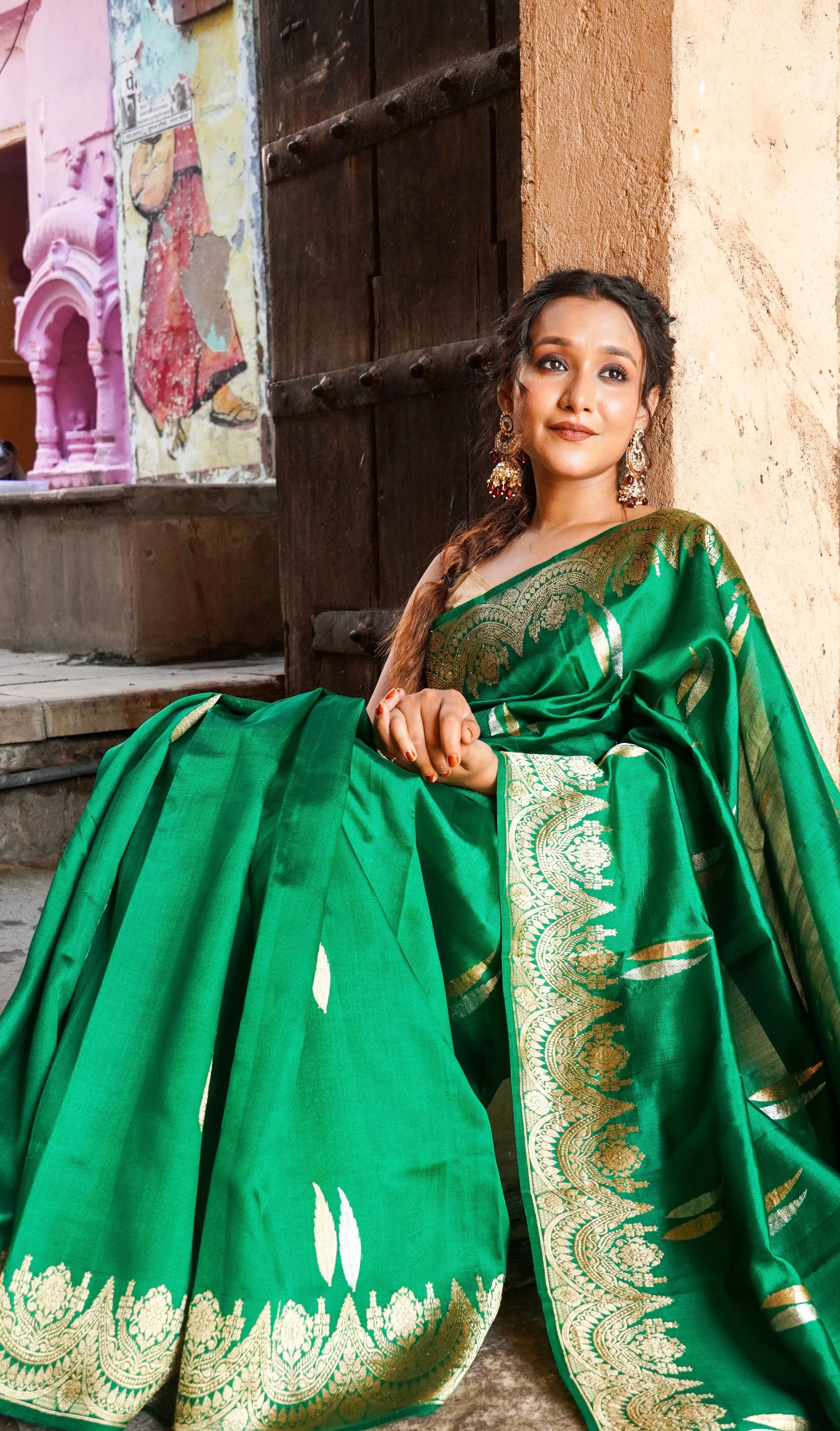 Banarasi  Pure Katan by Mashru Silk Handwoven  Saree - Sona Rupa - Kaduwa