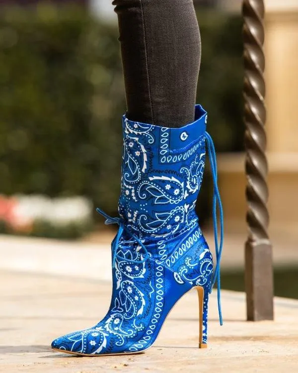 Bandana Print Booties Pointed Toe Madness-2