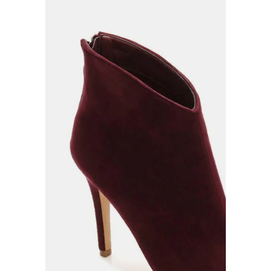 Beast Fashion Suede Stiletto Ankle Booties with Back Zippers