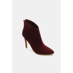 Beast Fashion Suede Stiletto Ankle Booties with Back Zippers