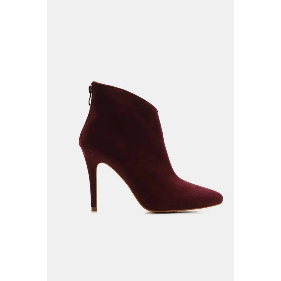 Beast Fashion Suede Stiletto Ankle Booties with Back Zippers
