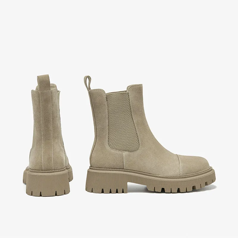 BeauToday Women's Chelsea Boots Fashion Lug Sole Chunky Heel Slip on Elastic Ankle Booties