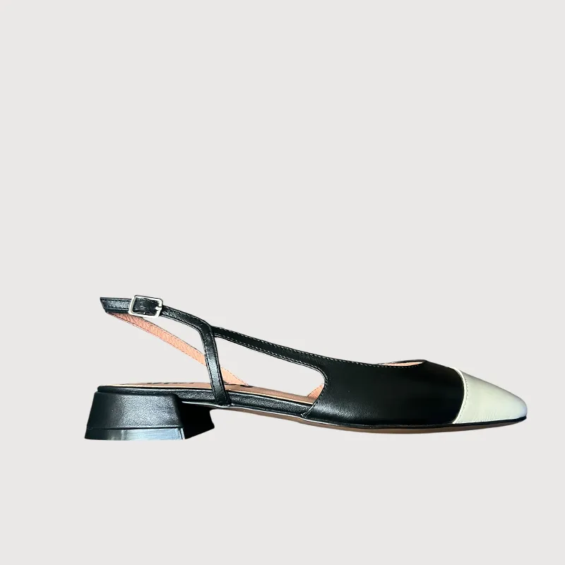 Bibi Lou Black And White Sling back Flats