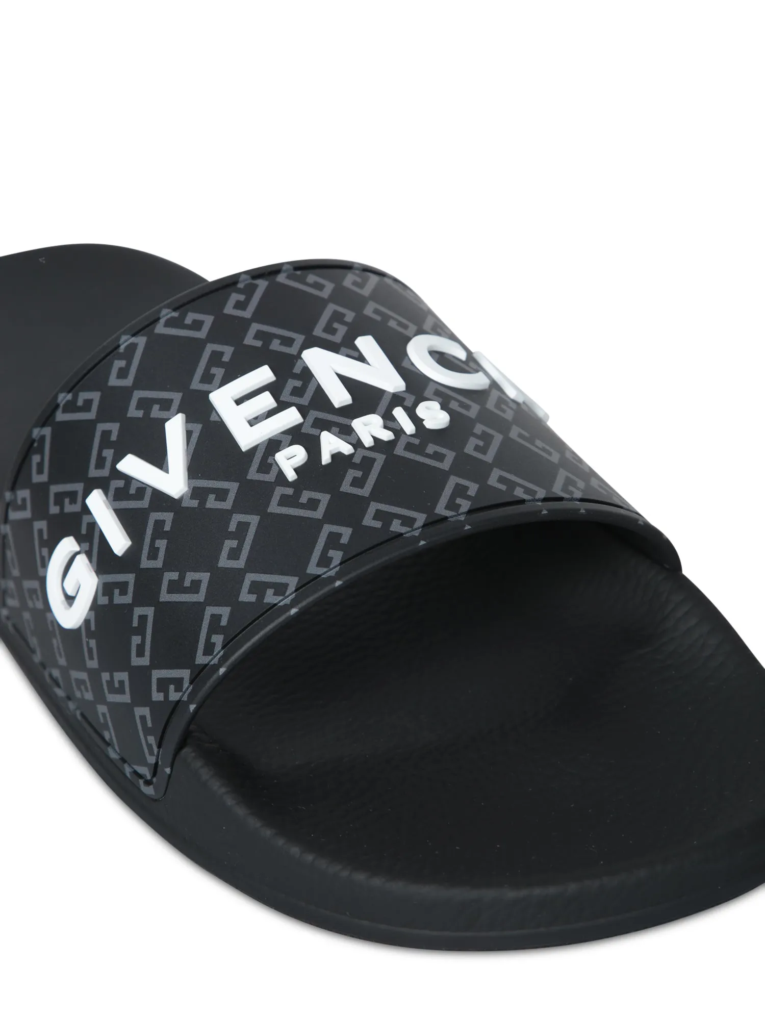 Black Allover Logo Slides Sandals