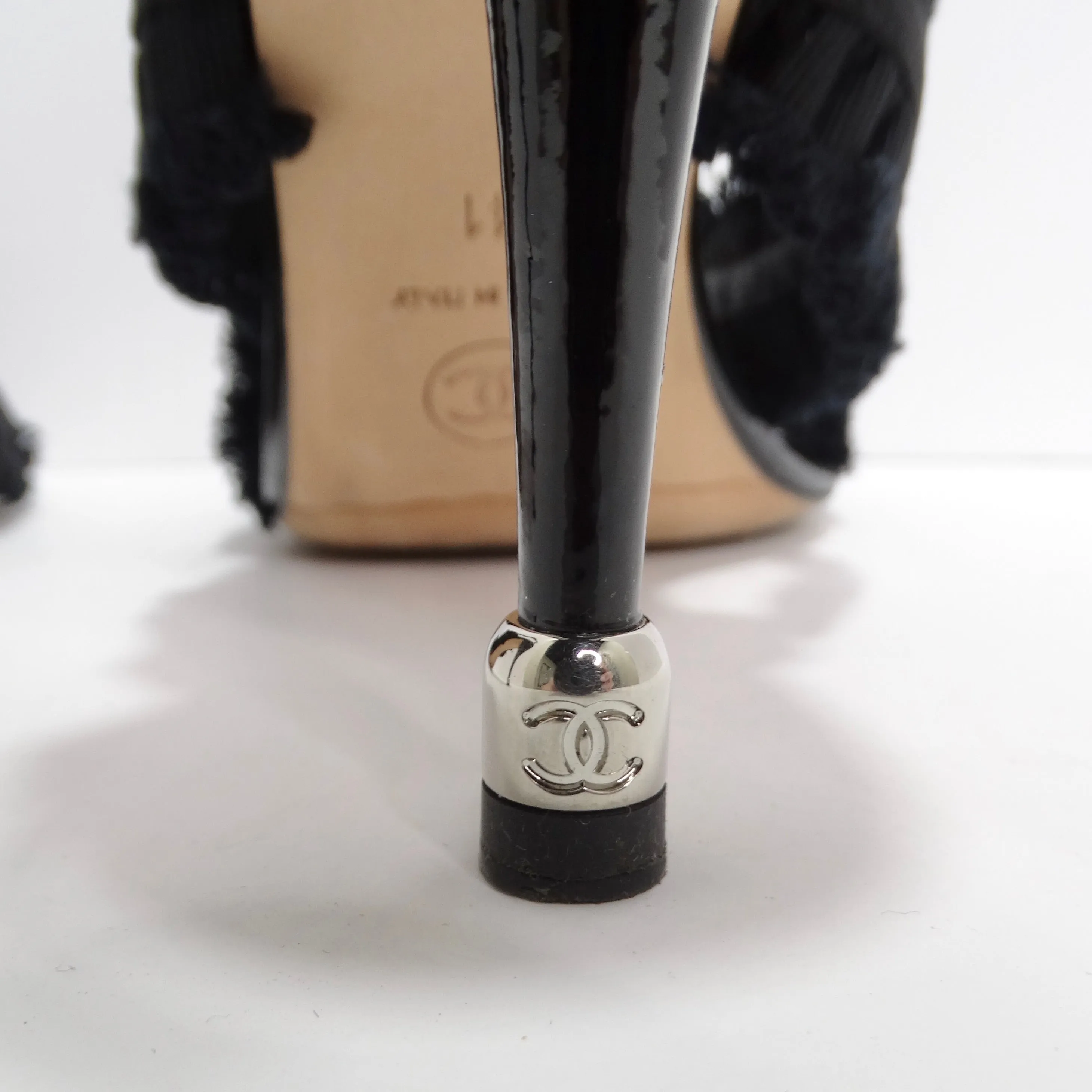 Chanel Black Grosgrain Canvas Bow Slingback Sandals
