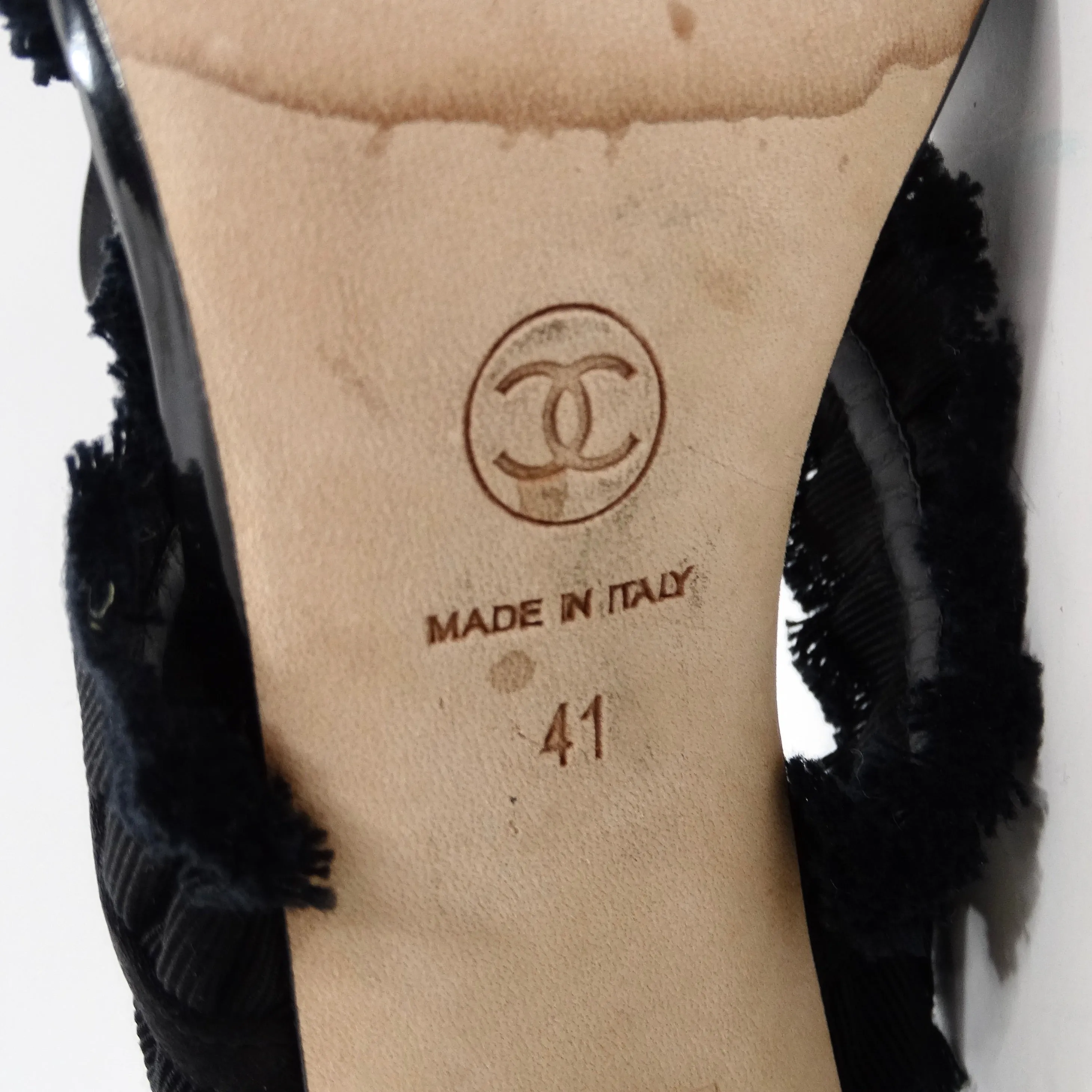 Chanel Black Grosgrain Canvas Bow Slingback Sandals