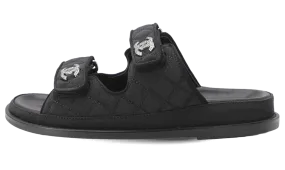 Chanel Black leather CC Logo Sandals
