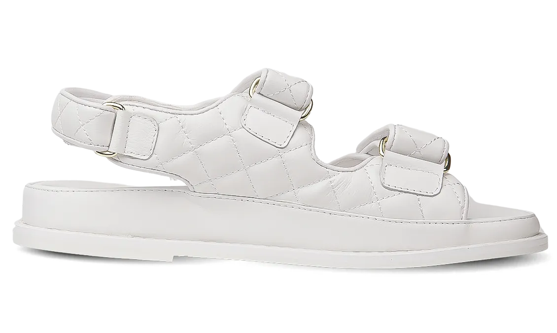 Chanel White leather CC Logo Sandals