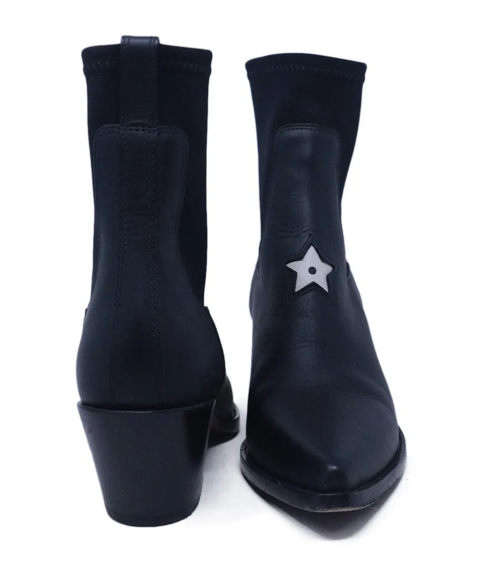 Christian Dior Black Leather Star Booties sz 6.5