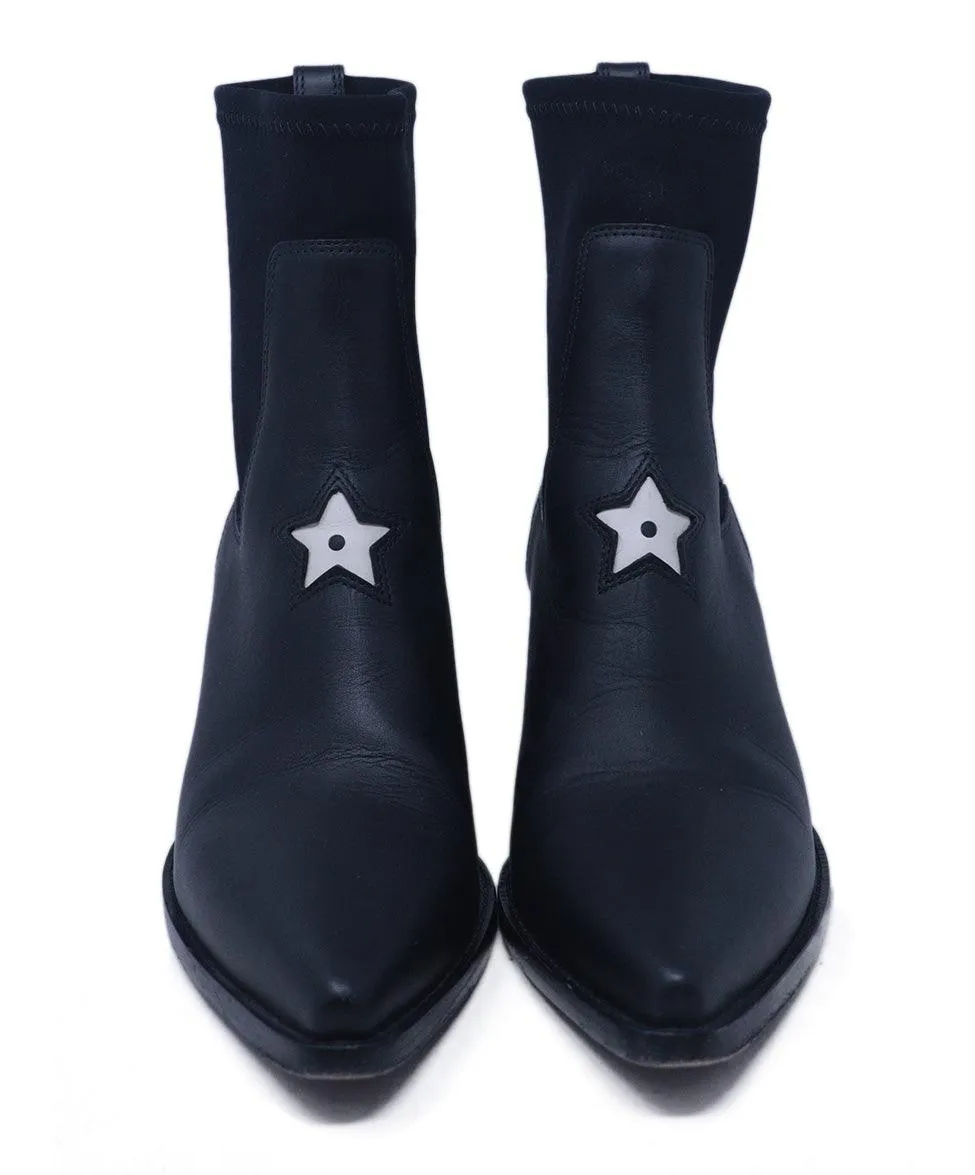 Christian Dior Black Leather Star Booties sz 6.5