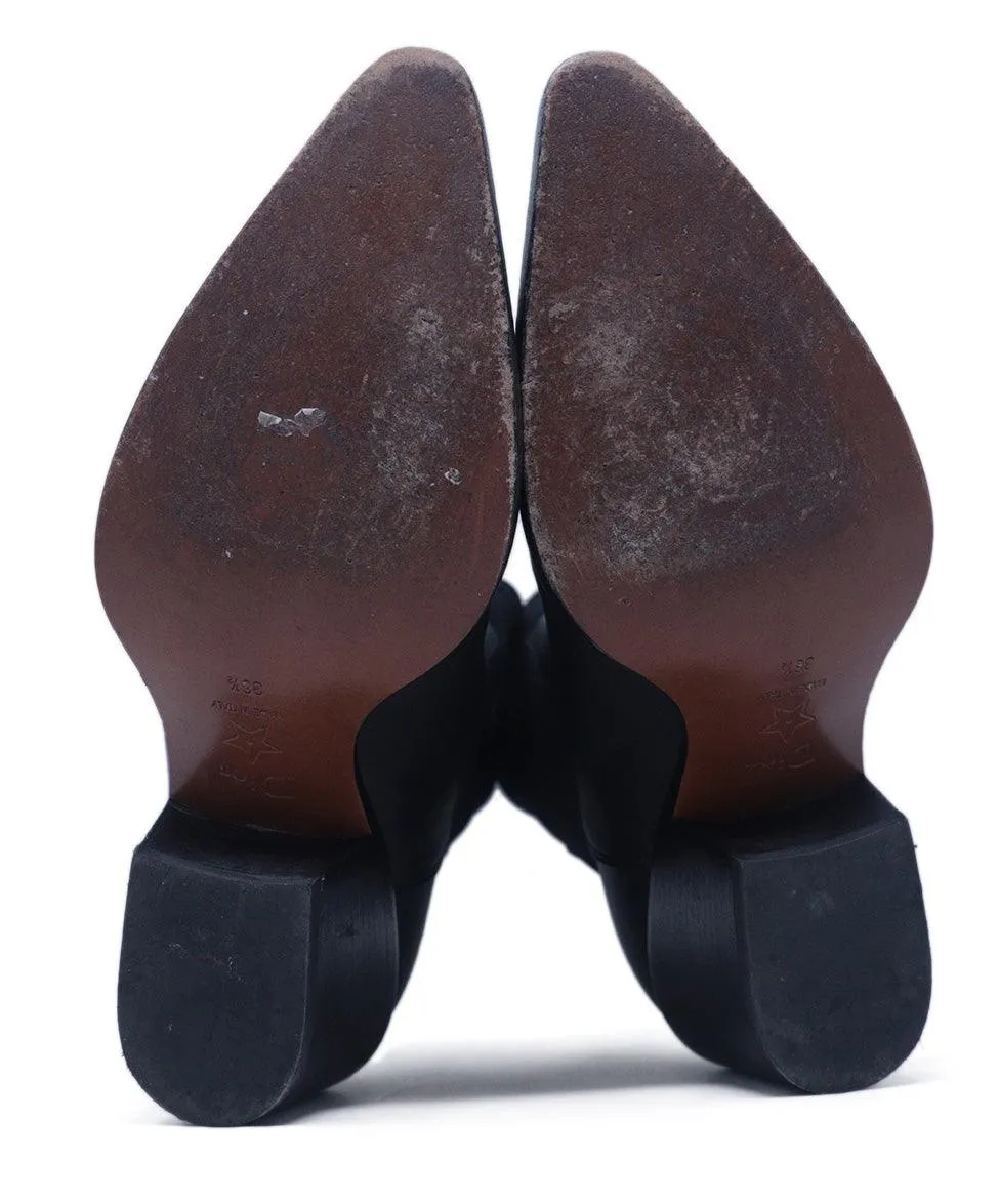 Christian Dior Black Leather Star Booties sz 6.5