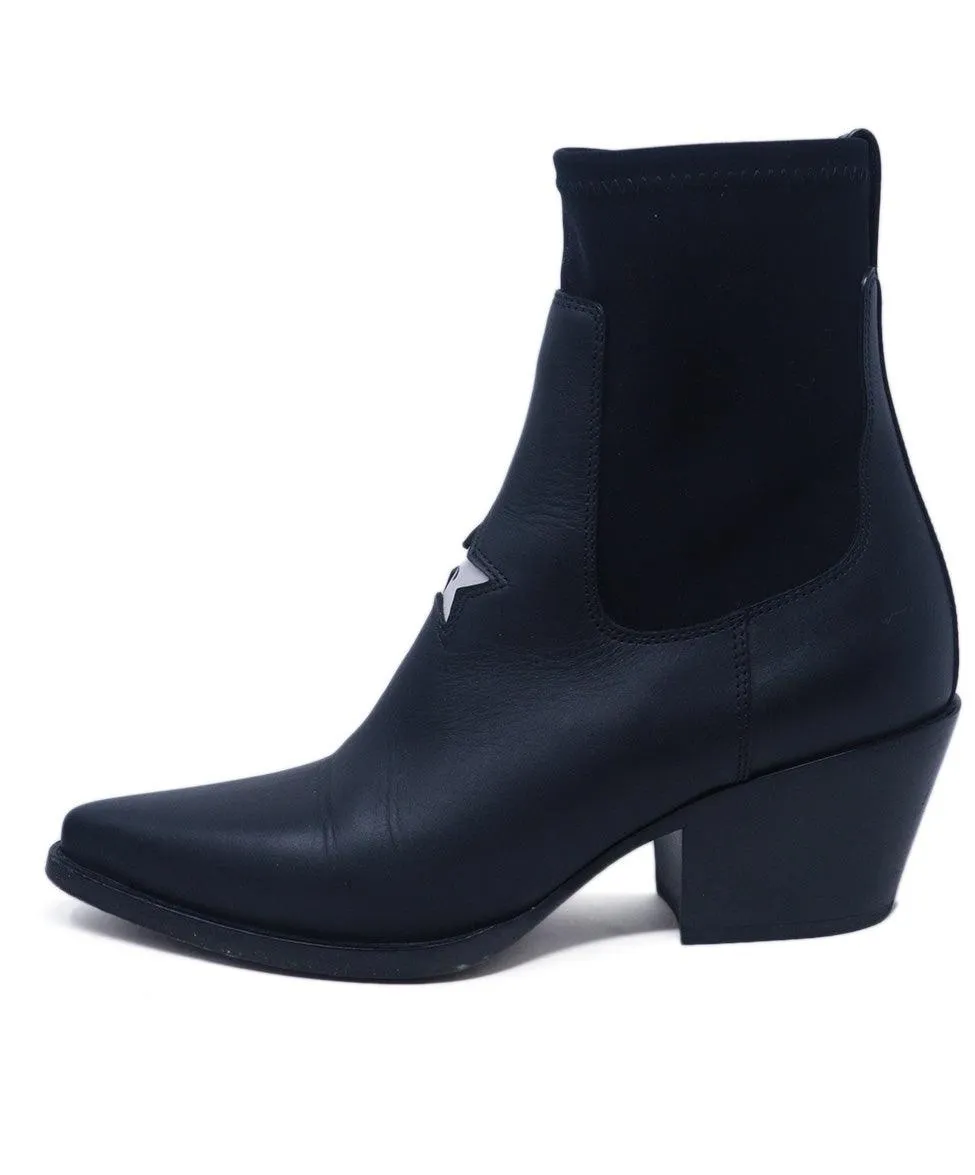 Christian Dior Black Leather Star Booties sz 6.5