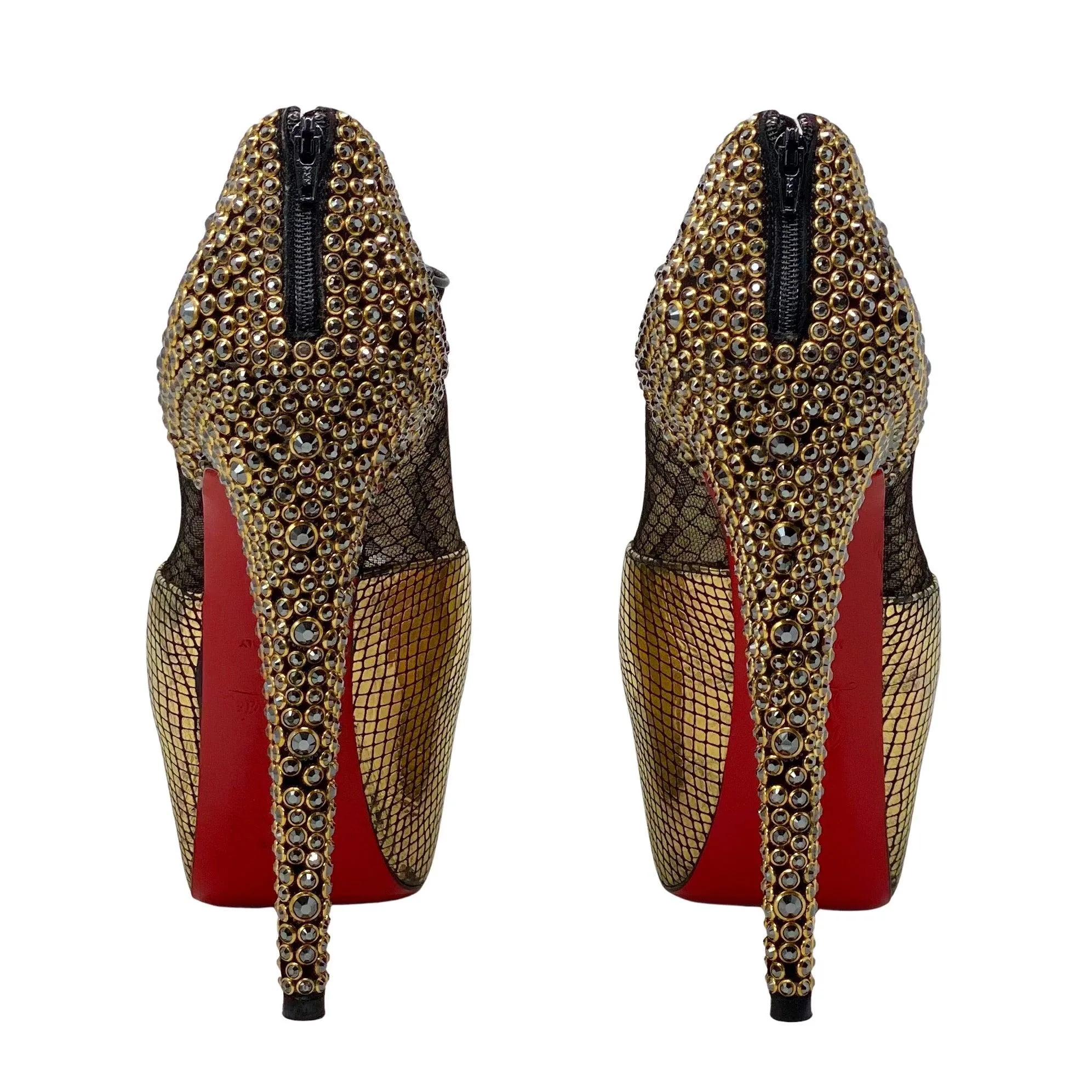 Christian Louboutin Gold Aeronotoc Booties 38
