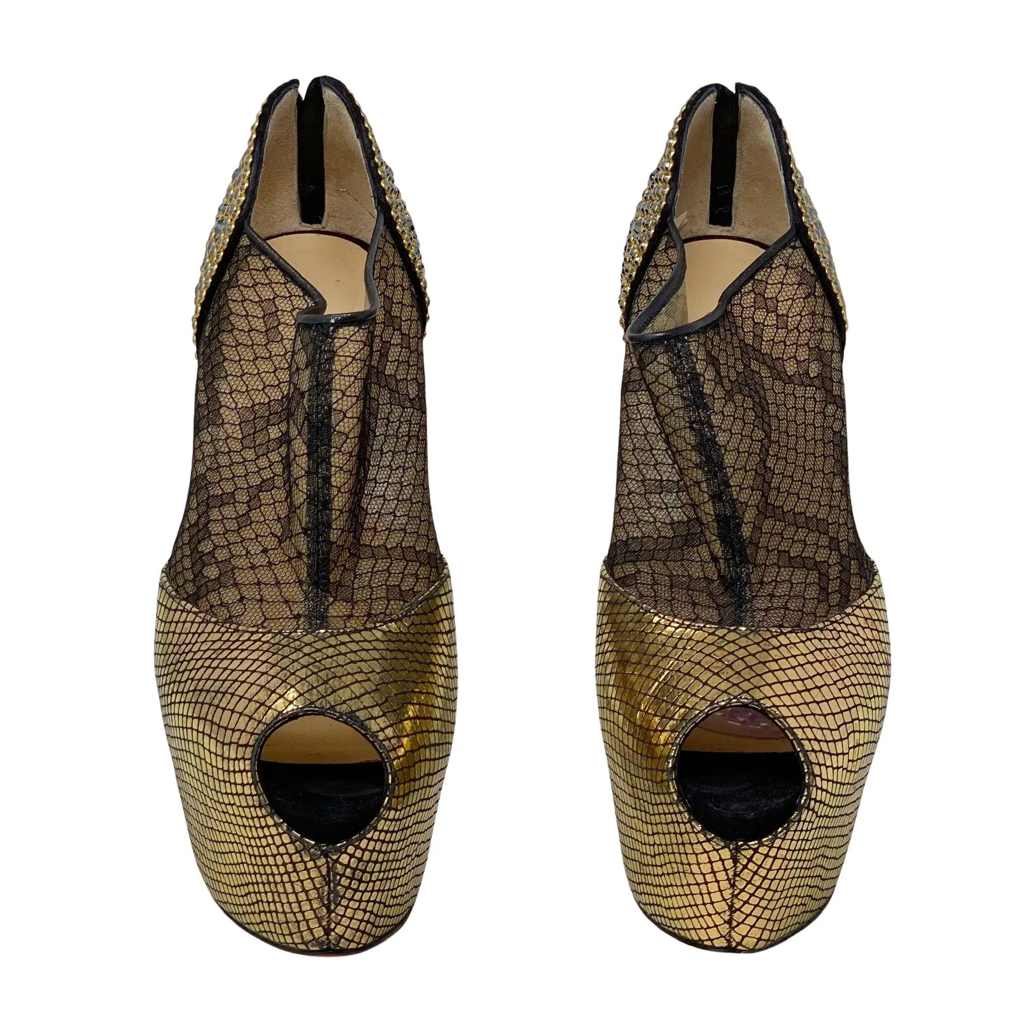 Christian Louboutin Gold Aeronotoc Booties 38