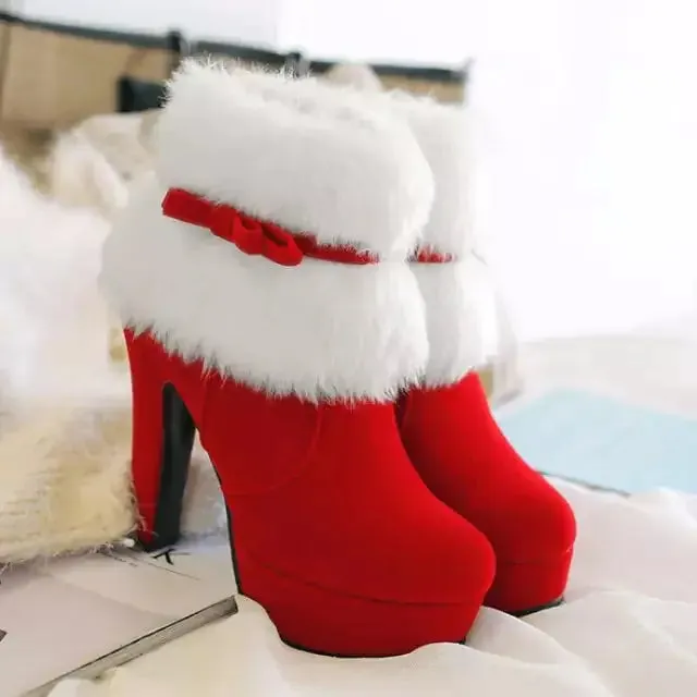 Christmas Woman Boots Christmas High Heels