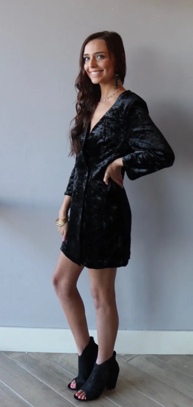 CONTENTMENT Velvet Blazer A-Line Dress