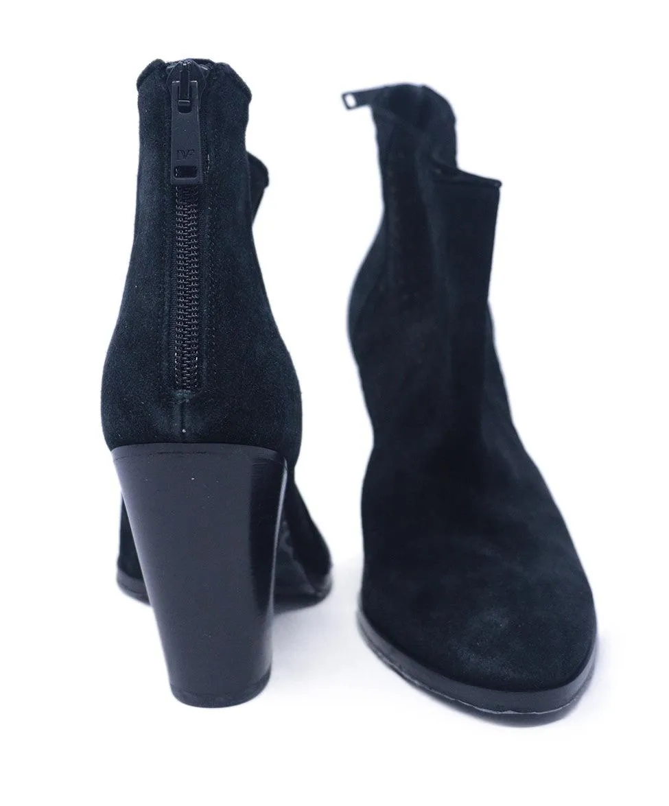 DVF Black Suede Cutout Booties sz 8
