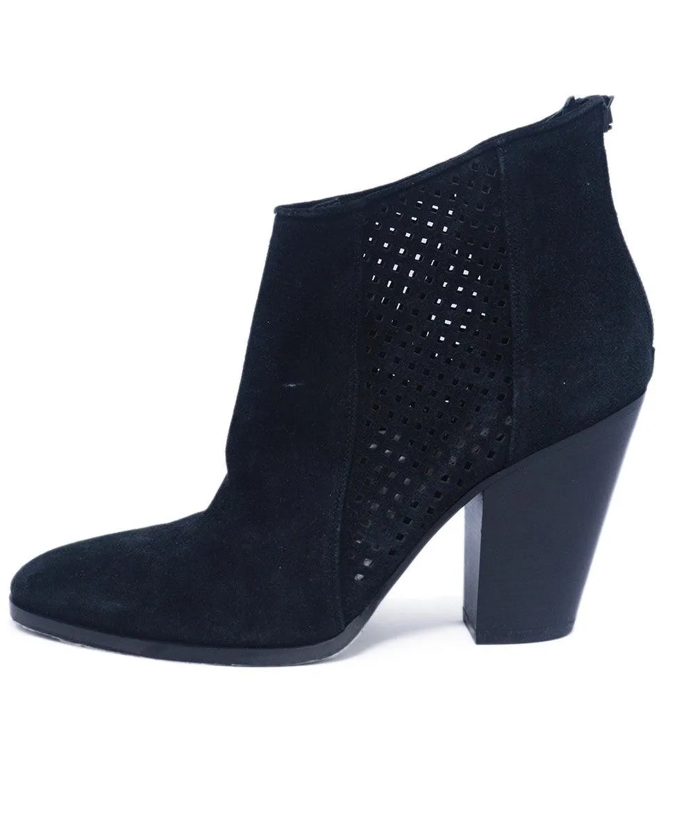DVF Black Suede Cutout Booties sz 8
