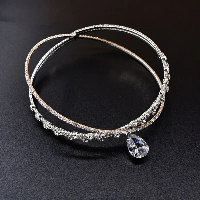 Elegant Waterdrop Crystal Choker Necklace