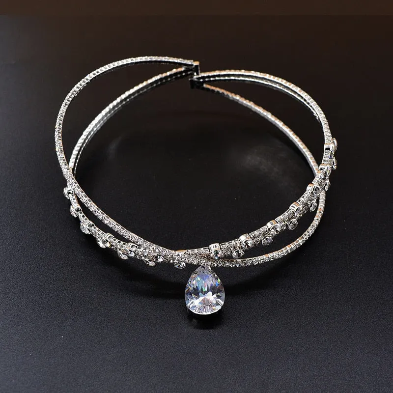 Elegant Waterdrop Crystal Choker Necklace