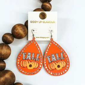 FALL Orange Teardrop Earrings with AB Crystal Outline