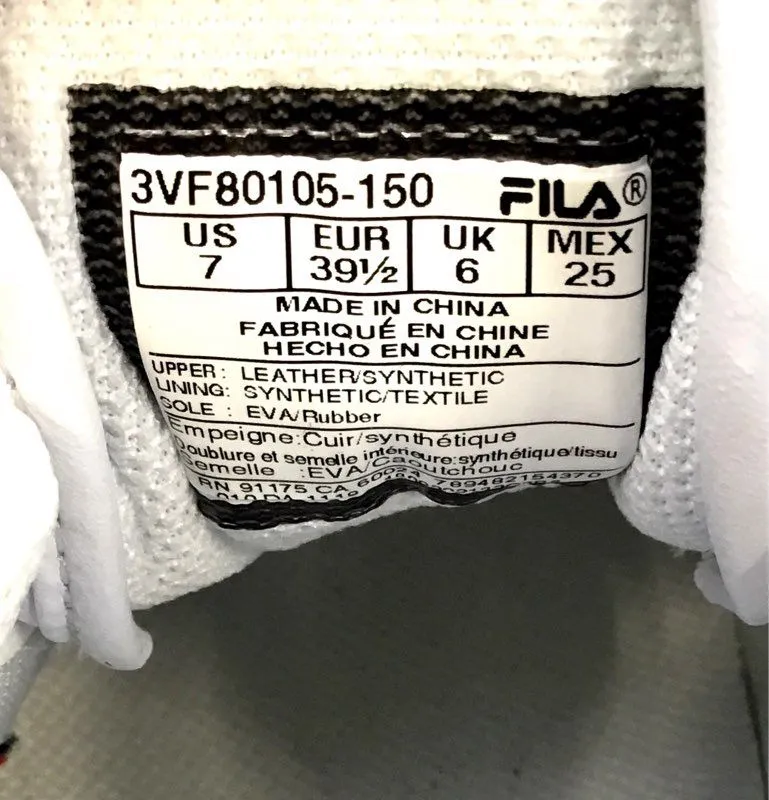 Fila Men's Original Fitness 3VF80105-150 White Lace-Up Athletic Shoes - Size 7