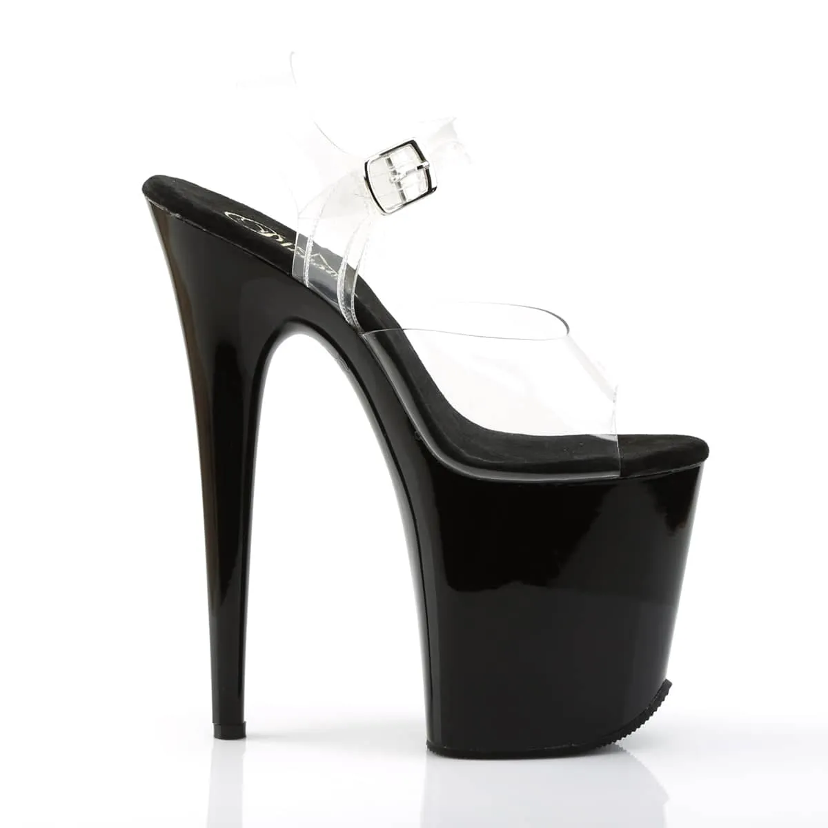 FLAMINGO-808 Black & Clear Platform Heels