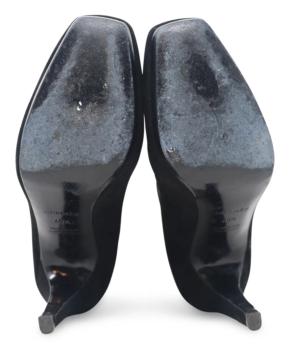 Hermes Black Suede Booties sz 10.5