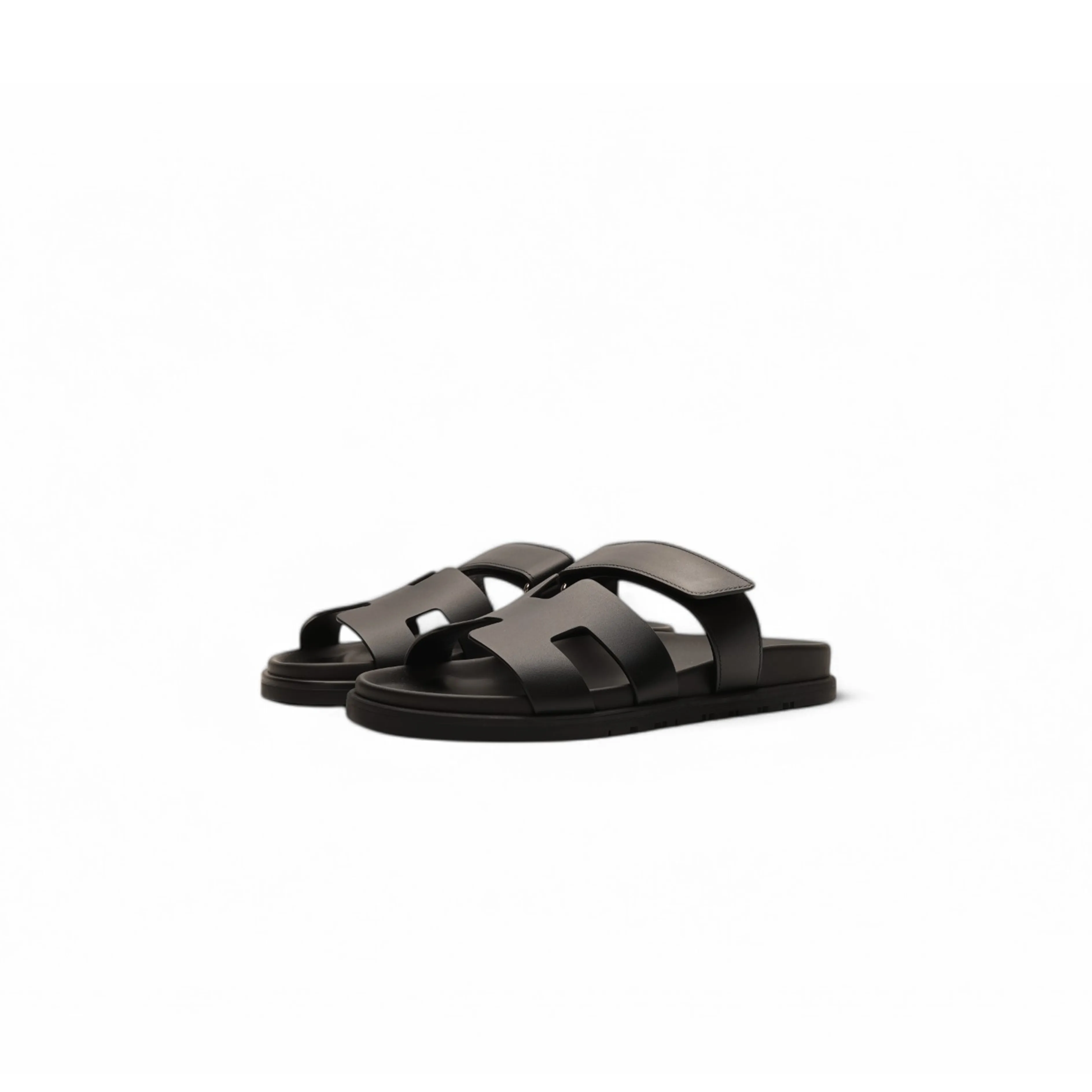 Hermes Chypre Sandal Noir Calfskin Leather (W) Black