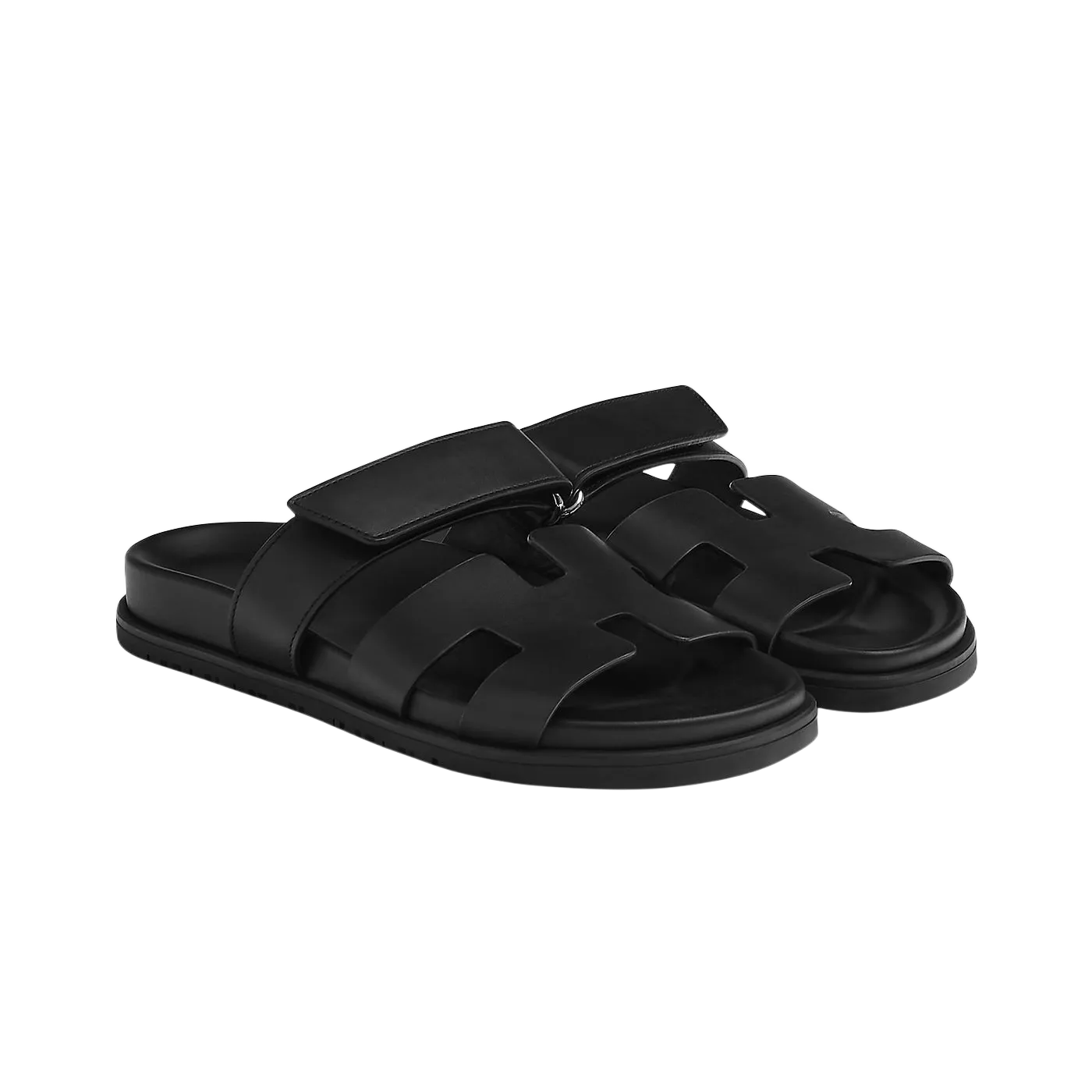Hermes Chypre Sandals "Black Leather"