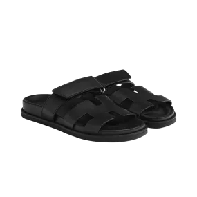 Hermes Chypre Sandals "Black Leather"