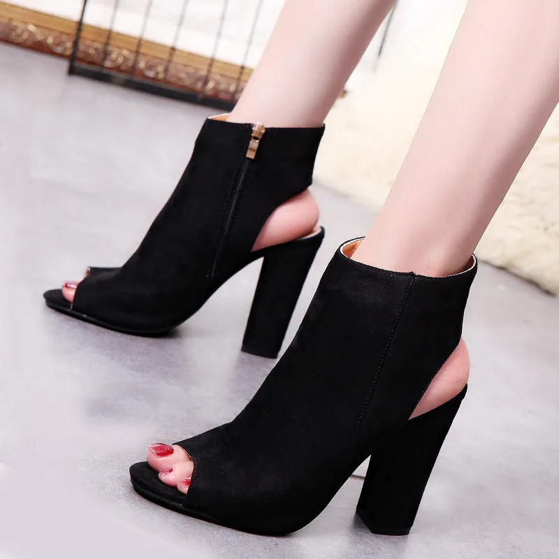 High Heel Chunky Fishbill Booties