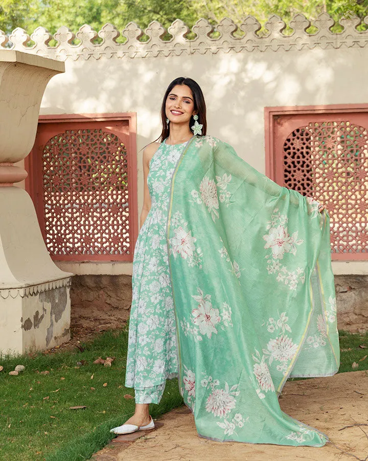 Jasmine Green Muslin Suit Set