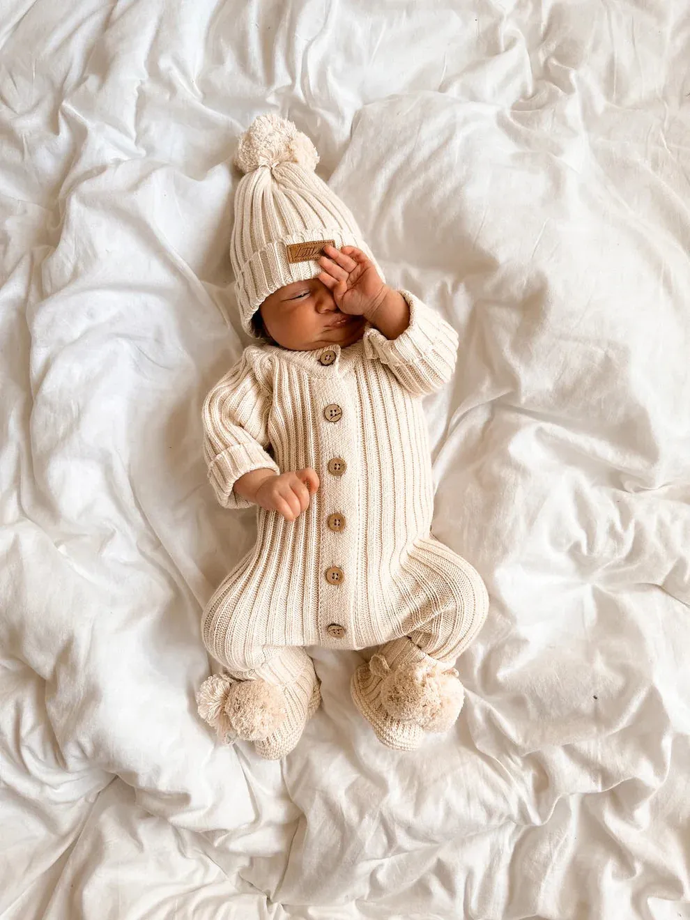 Little B's Pom Booties - Honey Milk