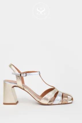 LODI BOT4437 GOLD METALLIC BLOCK HEEL SANDALS