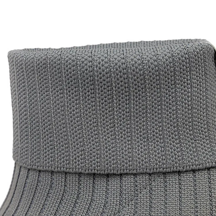 Luxury Clear Heel Fitted Sock Booties- Grey & Black