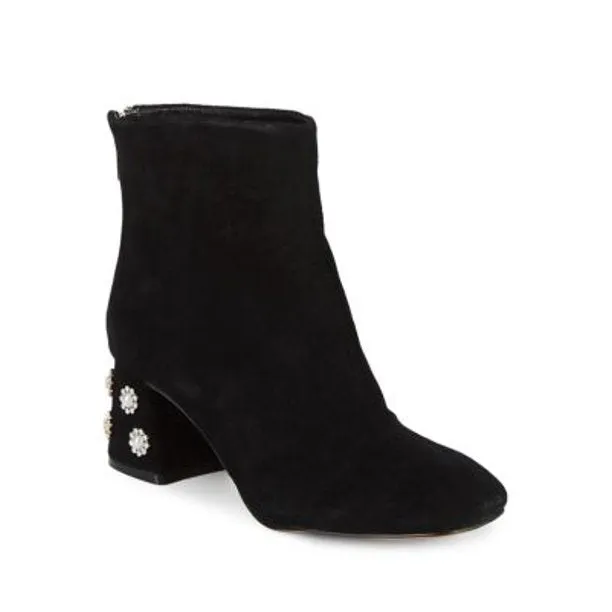 NANETTE LEPORE SUEDE CRYSTAL BOOTIES