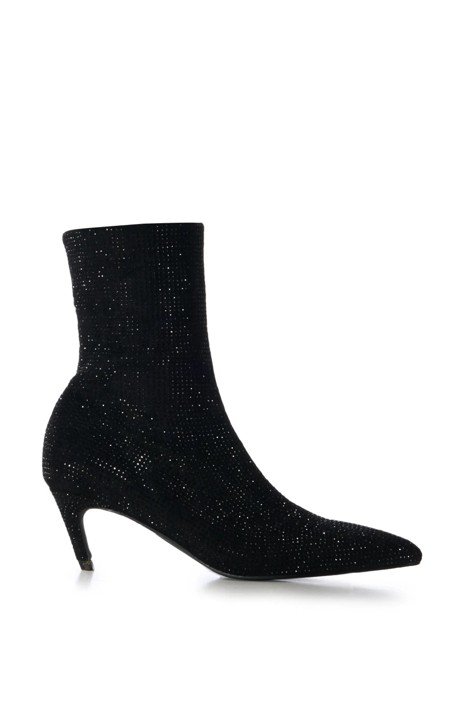 NEROLA-BLACK STRETCHY CRYSTAL BOOTIE