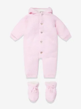 Paz Rodriguez Baby Girls Wool Pramsuit With Booties in Pink