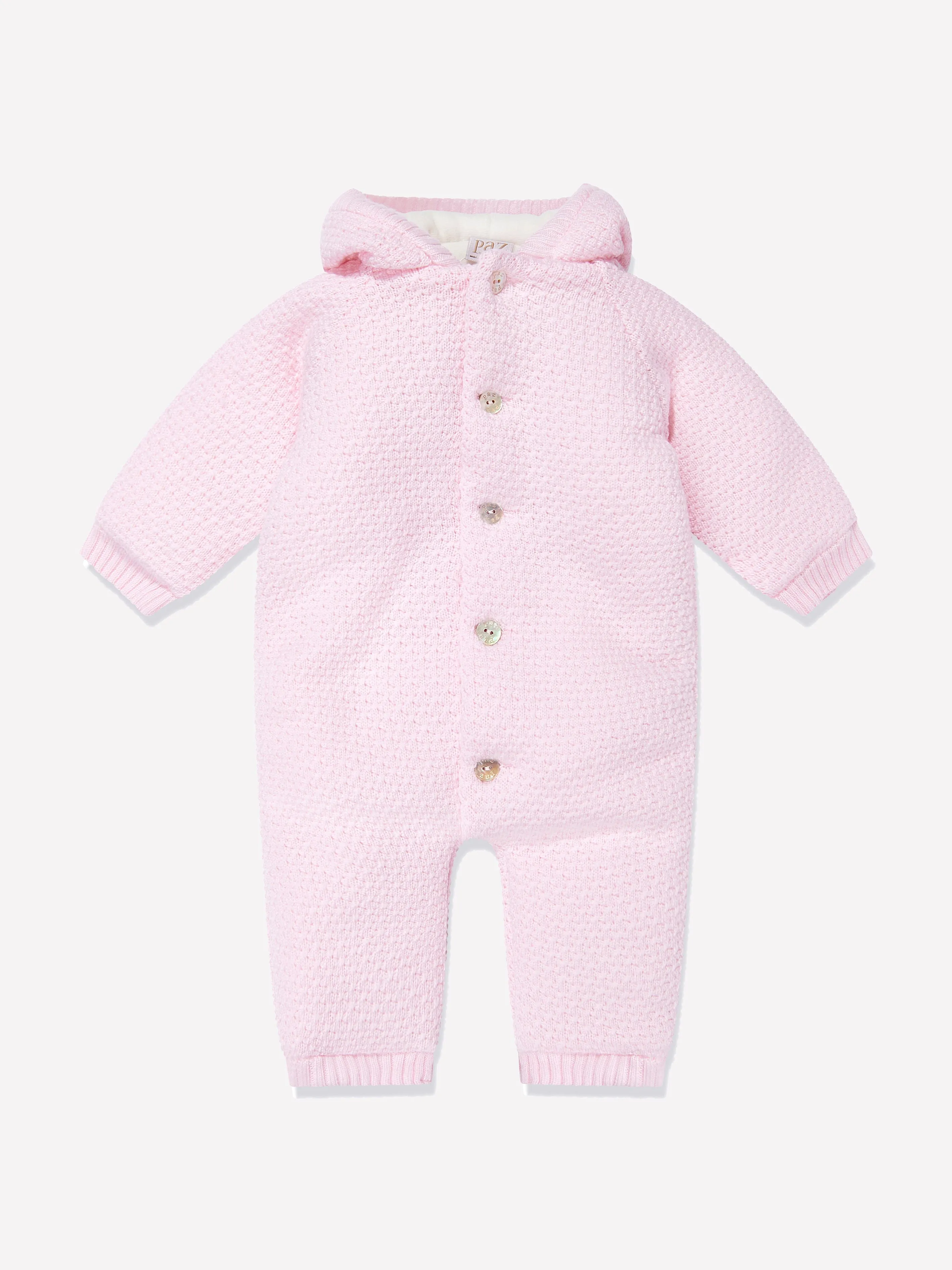 Paz Rodriguez Baby Girls Wool Pramsuit With Booties in Pink