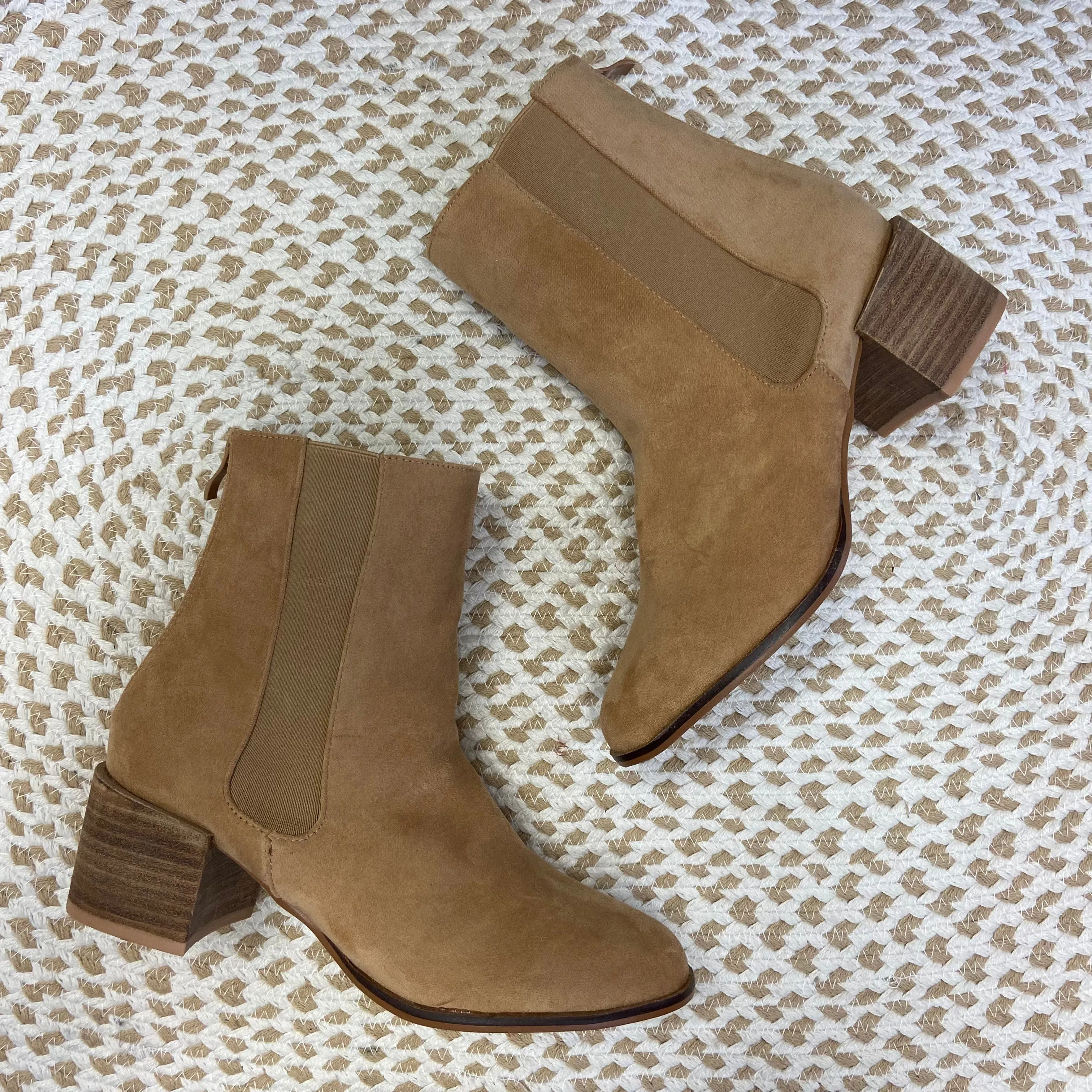 Rory Toffee Suede Block Heel Bootie