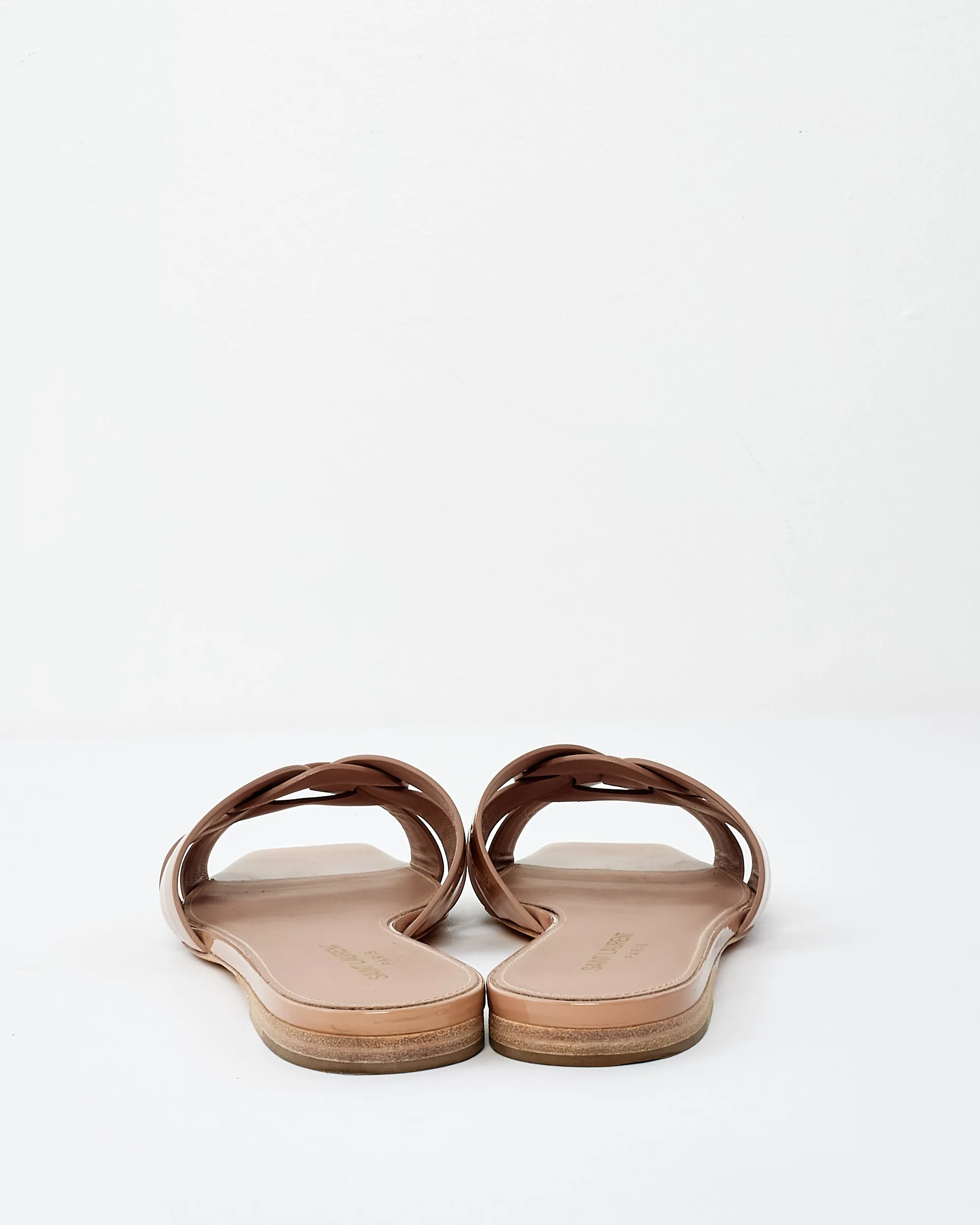 Saint Laurent Beige Patent Leather Tribute Sandals - 38.5