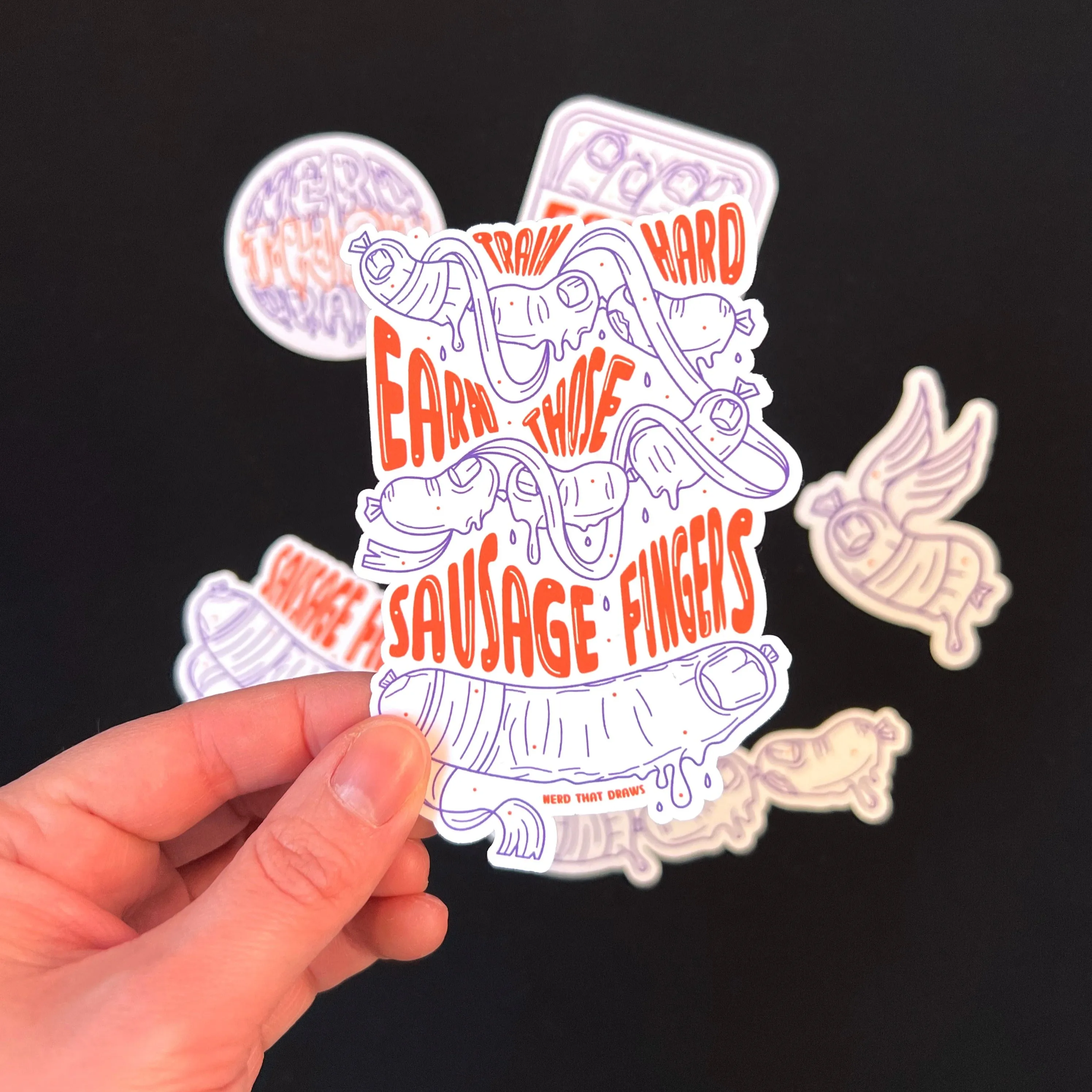 Sausage Fingers Climbing Sticker Pack - White