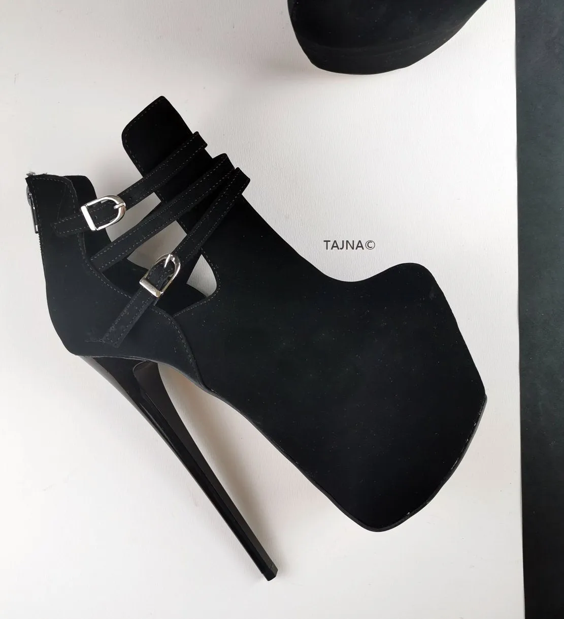 Suede Belted Ankle Platform Booties