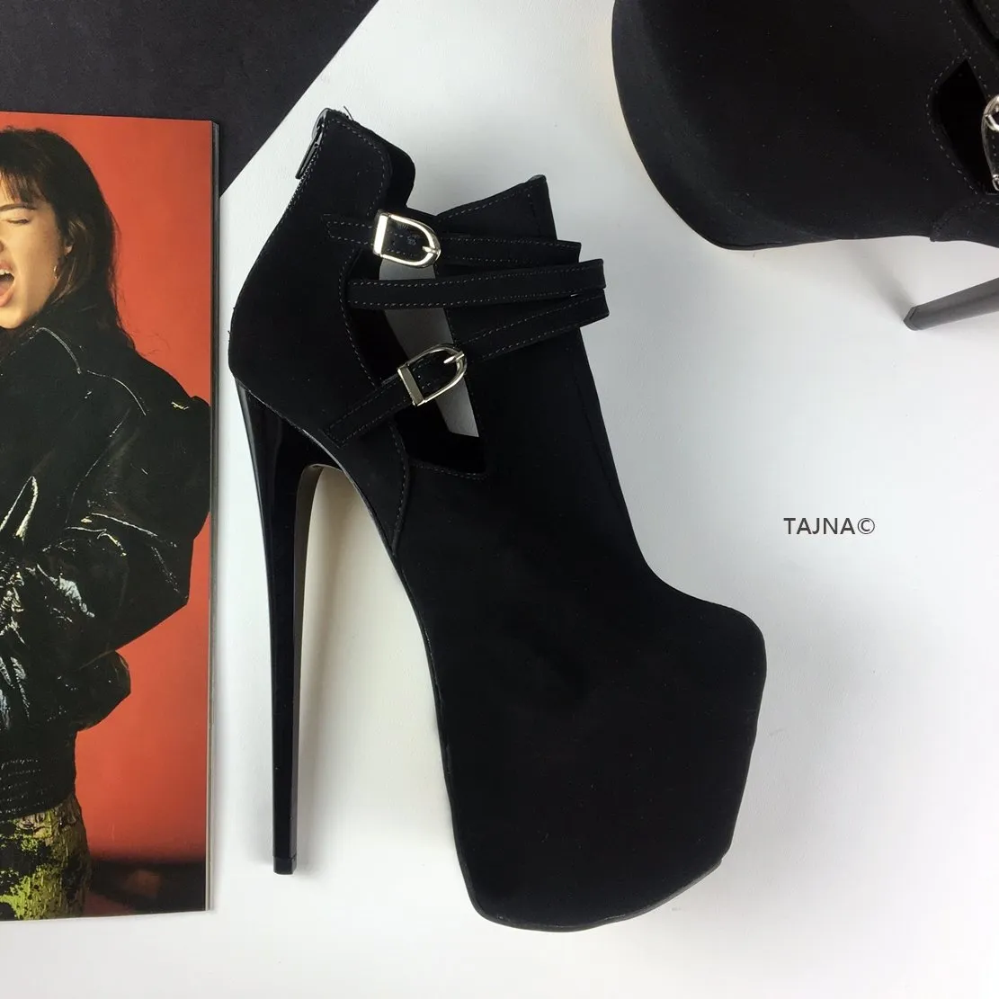 Suede Belted Ankle Platform Booties