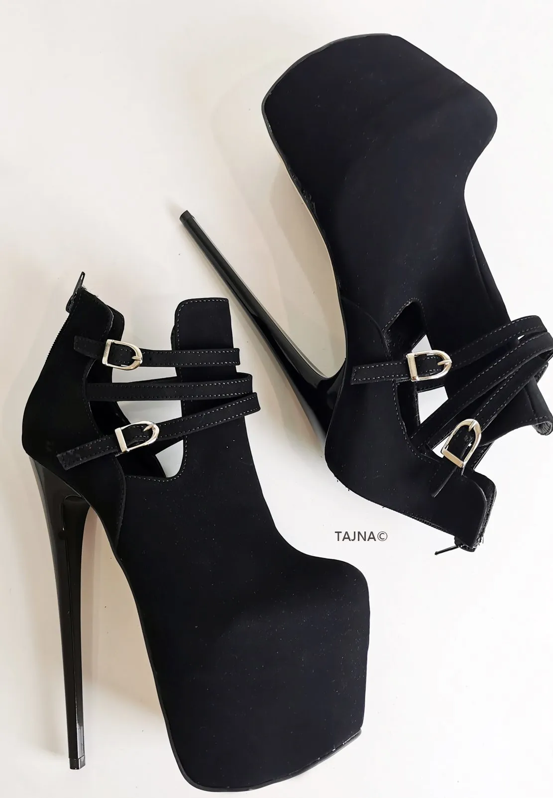 Suede Belted Ankle Platform Booties