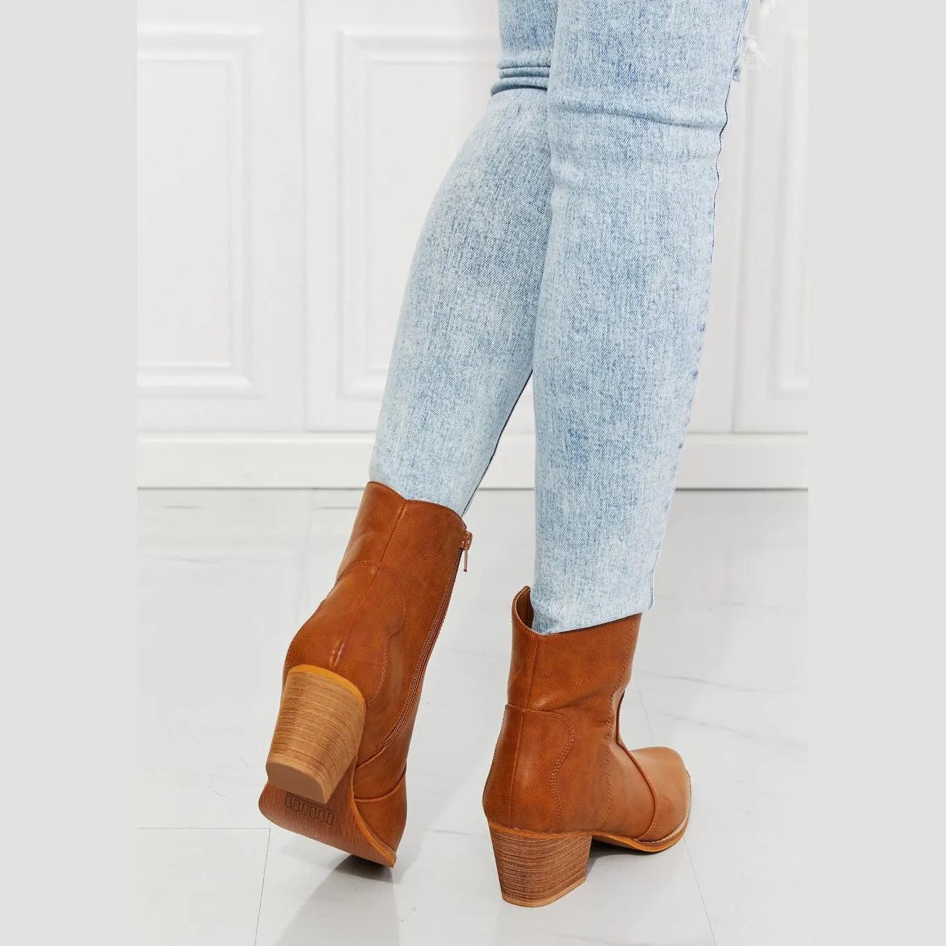 Watertower Town Faux Leather Western Ankle Boots in Ochre