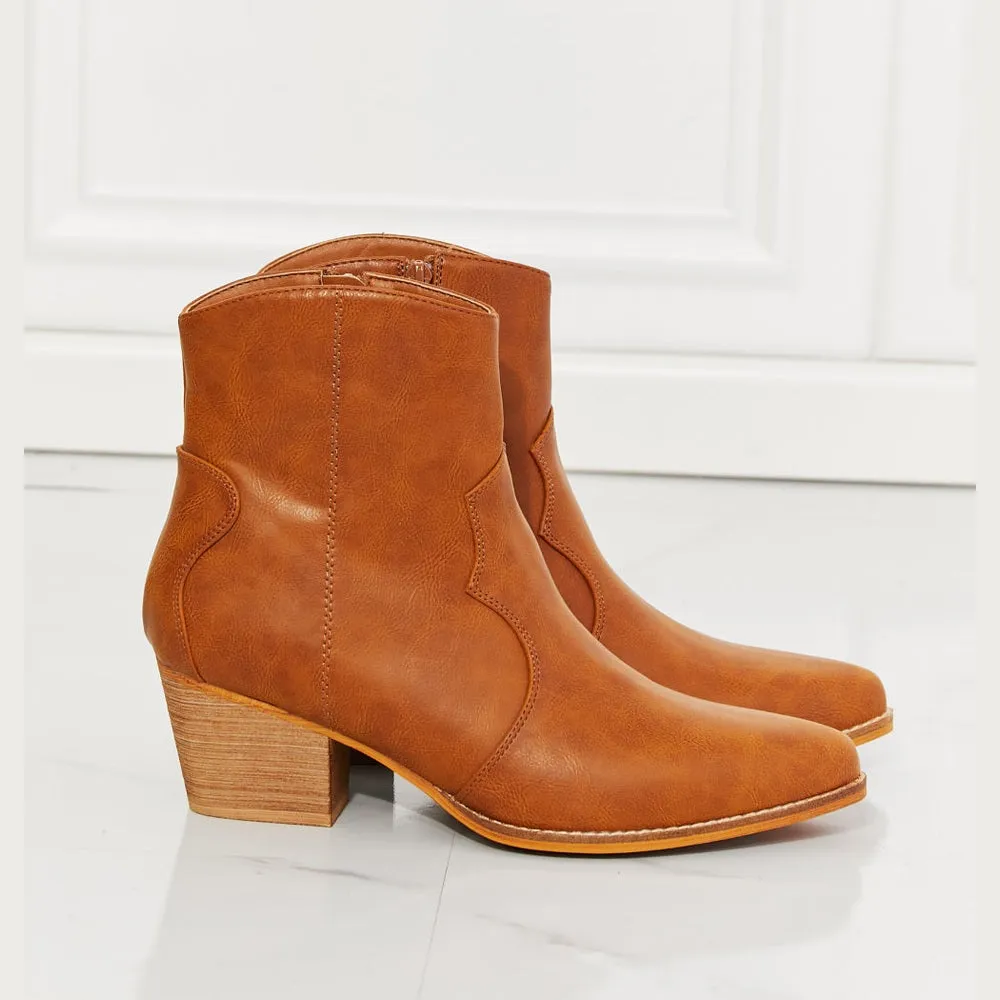 Watertower Town Faux Leather Western Ankle Boots in Ochre